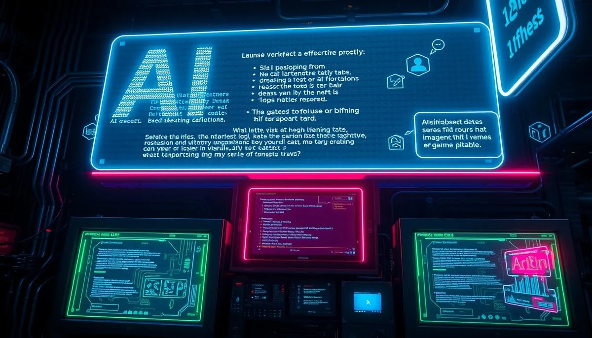 IDE futurista optimizando nombres de variables con sugerencias de IA en cyberpunk