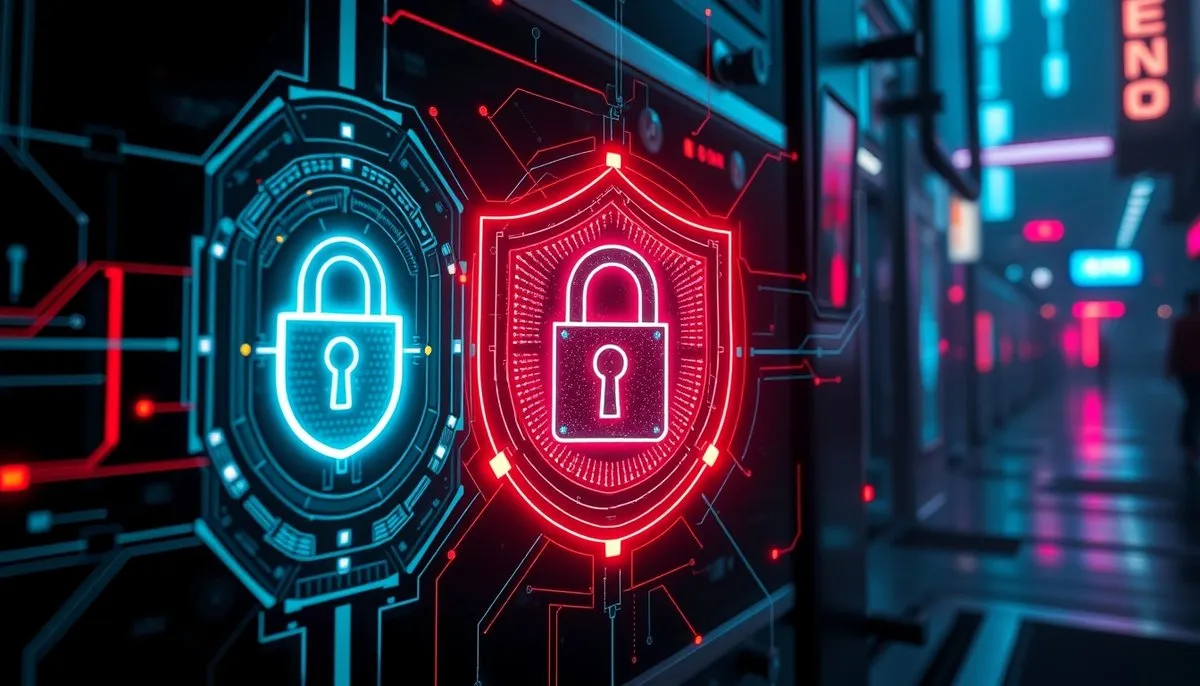 Configuración de seguridad API con claves de autenticación en interfaz cyberpunk